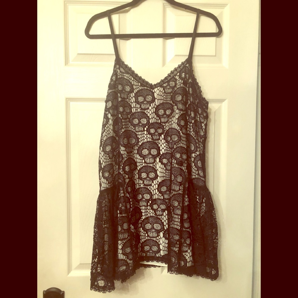 Betsey Johnson Pink label Rocker Skull Slip dress